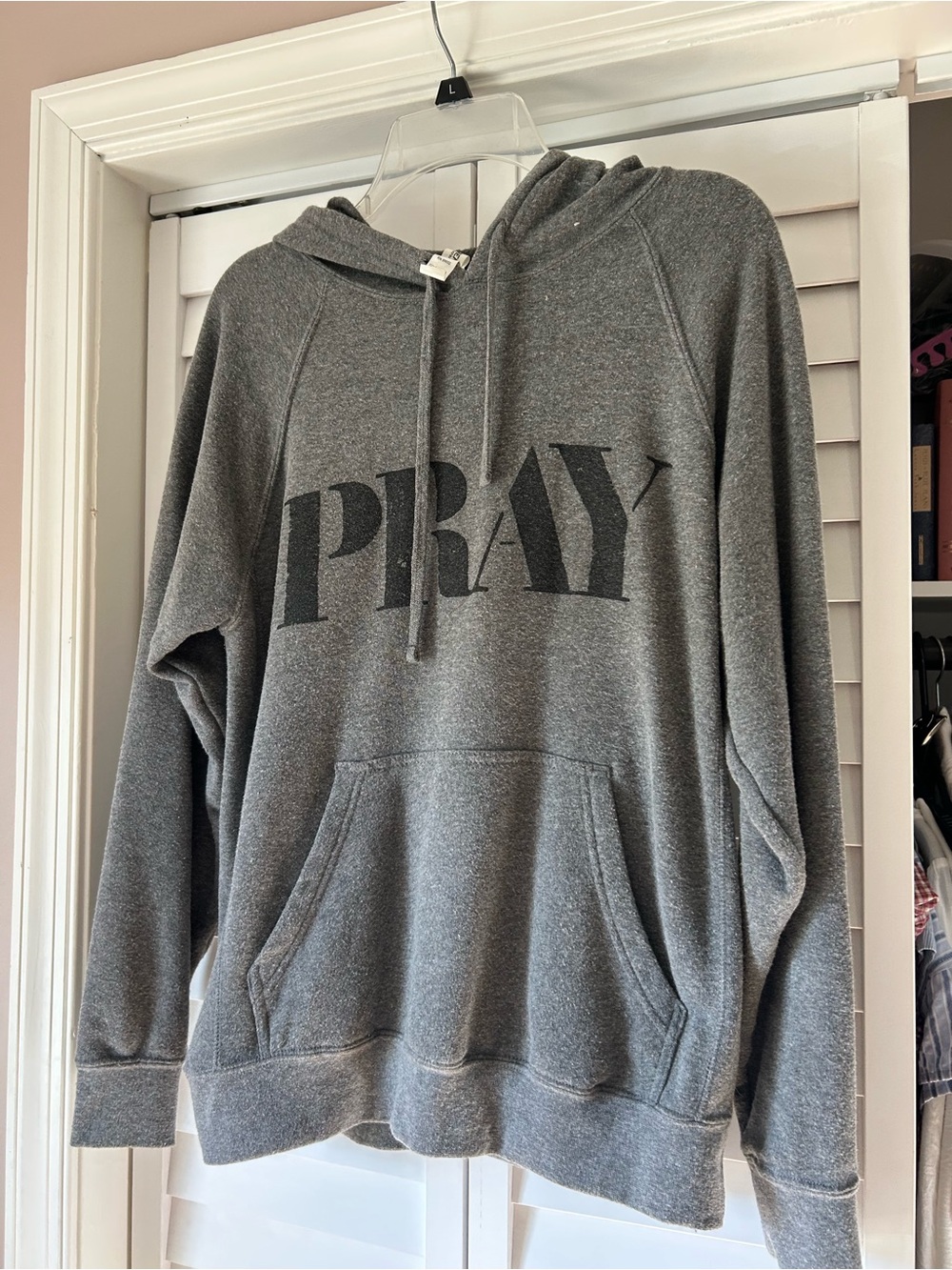 PRAY Graphic Hooded Sweatshirt - Gray